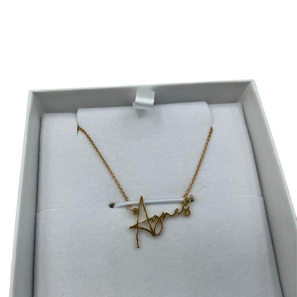 Oak And Luna Agnes Name Necklace Gold Tone Personalized Script Jewelry 18 Inch